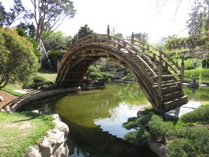 Curved bridge in Japanese garden